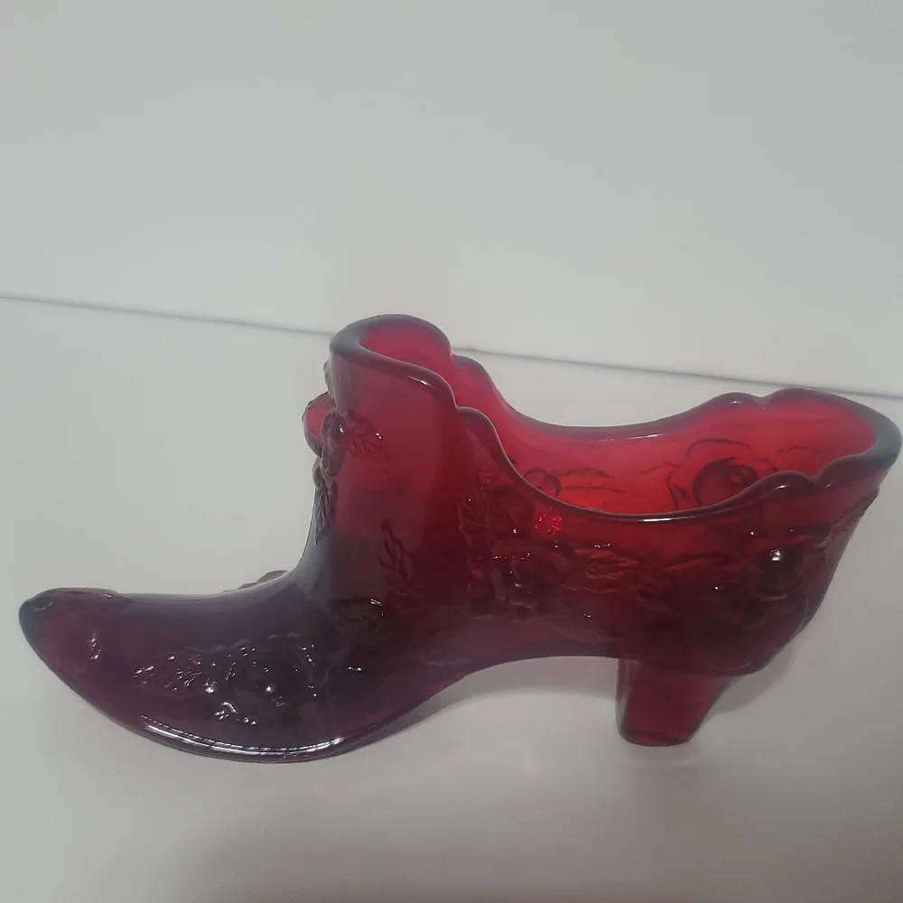 Vtg Ruby Red Fenton Glass Slipper - Picture 5 of 8